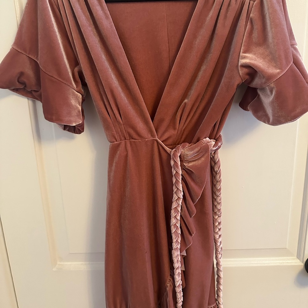Elegant Pink Wrap Dress